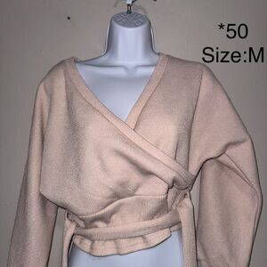 Women's Wrap Sweater - Light Blush Pink